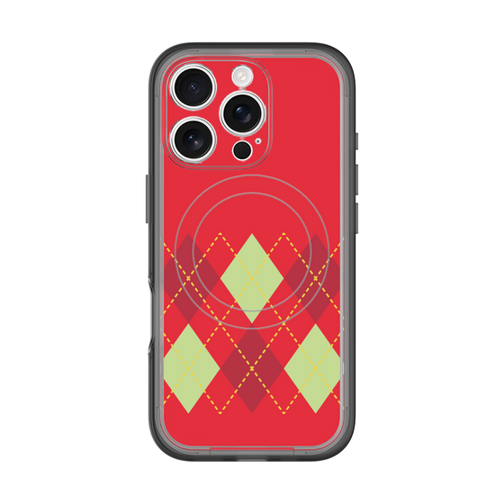 スリムプロテクションプレミアムケース with MagSafe［ Nordic Argyle - Red ］