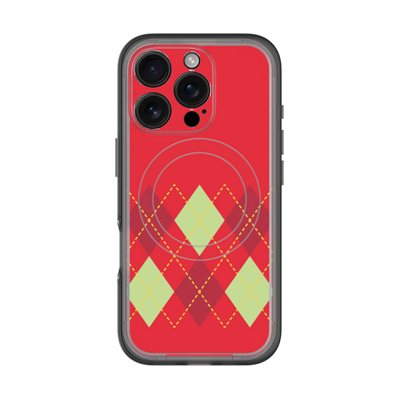 スリムプロテクションプレミアムケース with MagSafe［ Nordic Argyle - Red ］