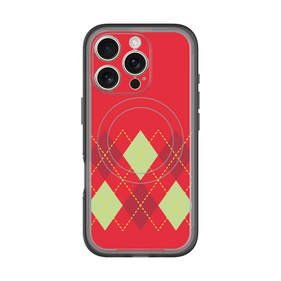スリムプロテクションプレミアムケース with MagSafe［ Nordic Argyle - Red ］