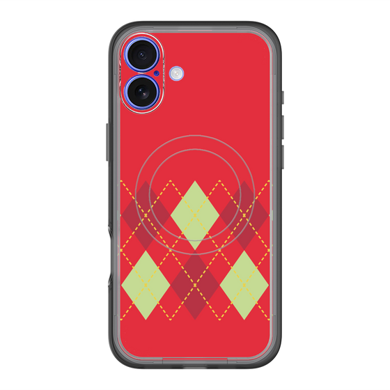 スリムプロテクションプレミアムケース with MagSafe［ Nordic Argyle - Red ］