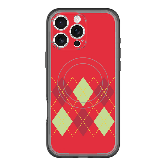 スリムプロテクションプレミアムケース with MagSafe［ Nordic Argyle - Red ］