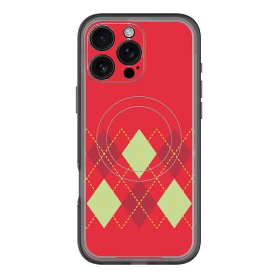 スリムプロテクションプレミアムケース with MagSafe［ Nordic Argyle - Red ］