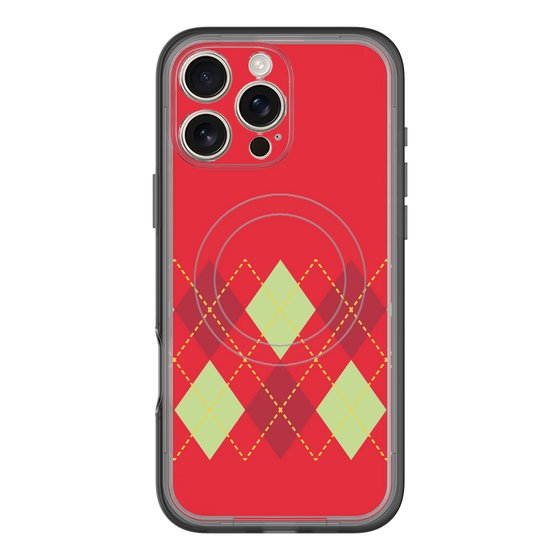 スリムプロテクションプレミアムケース with MagSafe［ Nordic Argyle - Red ］