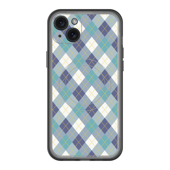 スリムプロテクションプレミアムケース with MagSafe［ Argyle - Blue ］