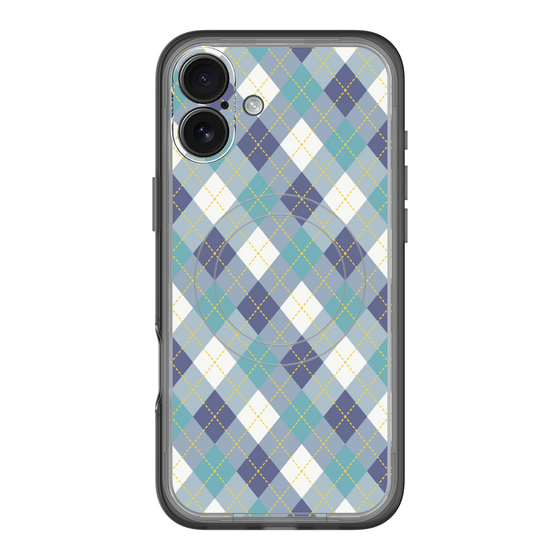 スリムプロテクションプレミアムケース with MagSafe［ Argyle - Blue ］