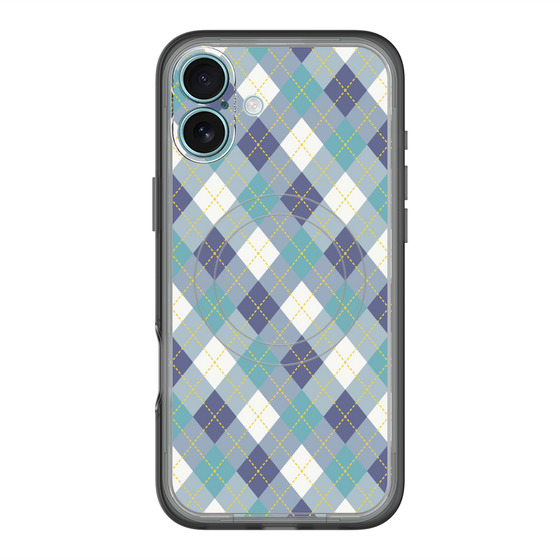 スリムプロテクションプレミアムケース with MagSafe［ Argyle - Blue ］