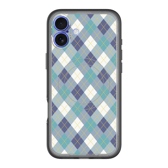 スリムプロテクションプレミアムケース with MagSafe［ Argyle - Blue ］