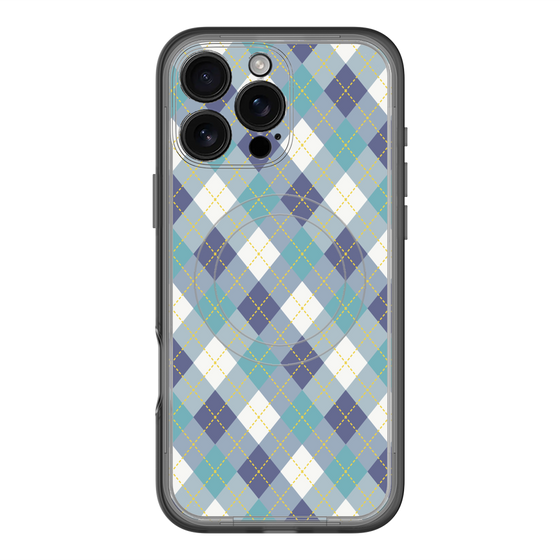 スリムプロテクションプレミアムケース with MagSafe［ Argyle - Blue ］