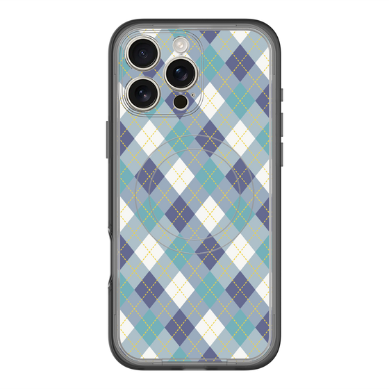 スリムプロテクションプレミアムケース with MagSafe［ Argyle - Blue ］