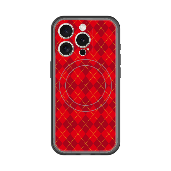スリムプロテクションプレミアムケース with MagSafe［ Argyle - Red ］