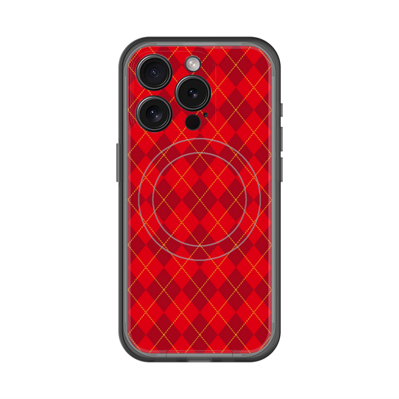スリムプロテクションプレミアムケース with MagSafe［ Argyle - Red ］