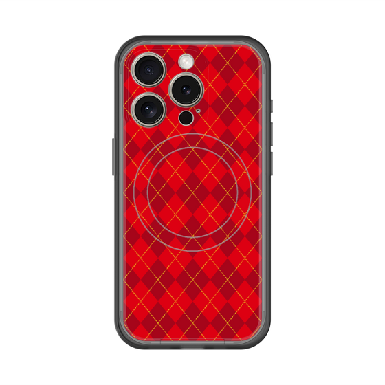 スリムプロテクションプレミアムケース with MagSafe［ Argyle - Red ］