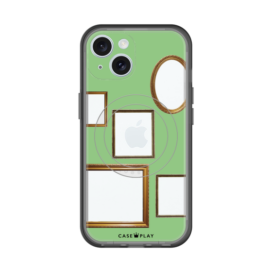 スリムプロテクションプレミアムケース with MagSafe［ Photo Frames - Light Green ］