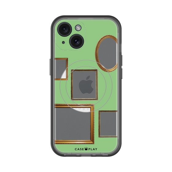 スリムプロテクションプレミアムケース with MagSafe［ Photo Frames - Light Green ］