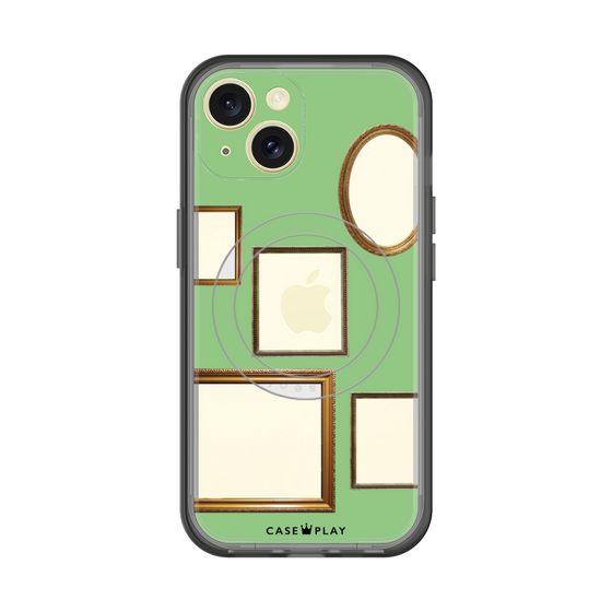 スリムプロテクションプレミアムケース with MagSafe［ Photo Frames - Light Green ］