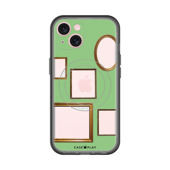 スリムプロテクションプレミアムケース with MagSafe［ Photo Frames - Light Green ］