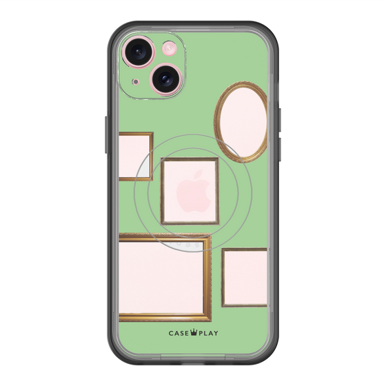 スリムプロテクションプレミアムケース with MagSafe［ Photo Frames - Light Green ］