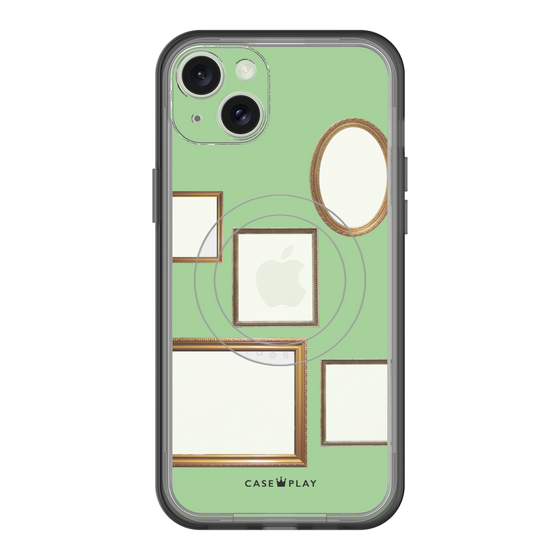 スリムプロテクションプレミアムケース with MagSafe［ Photo Frames - Light Green ］