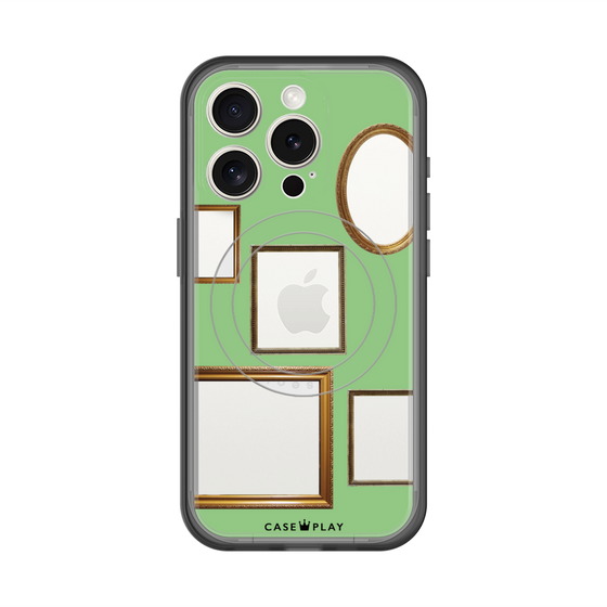 スリムプロテクションプレミアムケース with MagSafe［ Photo Frames - Light Green ］