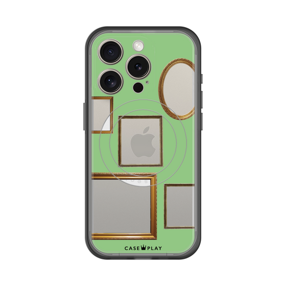 スリムプロテクションプレミアムケース with MagSafe［ Photo Frames - Light Green ］