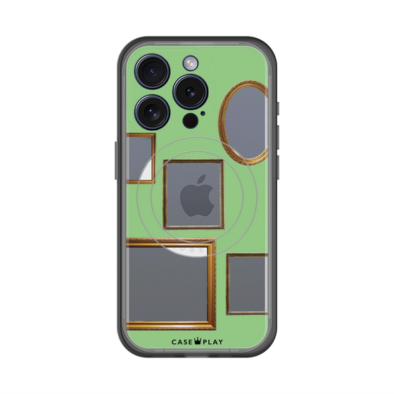 スリムプロテクションプレミアムケース with MagSafe［ Photo Frames - Light Green ］
