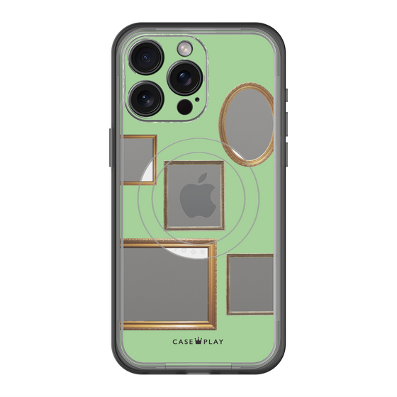 スリムプロテクションプレミアムケース with MagSafe［ Photo Frames - Light Green ］