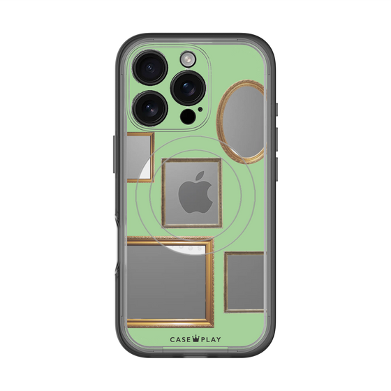 スリムプロテクションプレミアムケース with MagSafe［ Photo Frames - Light Green ］