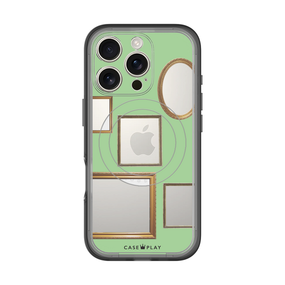 スリムプロテクションプレミアムケース with MagSafe［ Photo Frames - Light Green ］