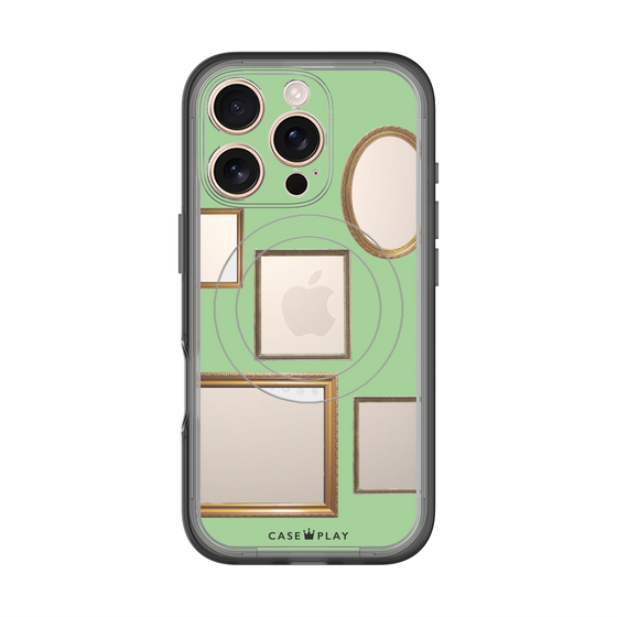 スリムプロテクションプレミアムケース with MagSafe［ Photo Frames - Light Green ］