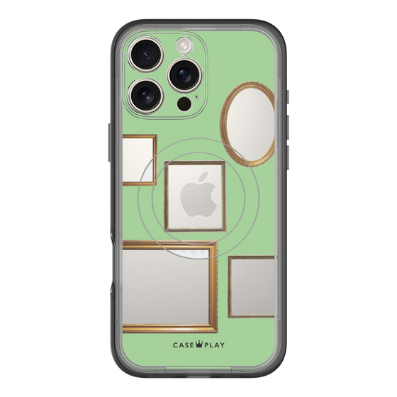 スリムプロテクションプレミアムケース with MagSafe［ Photo Frames - Light Green ］