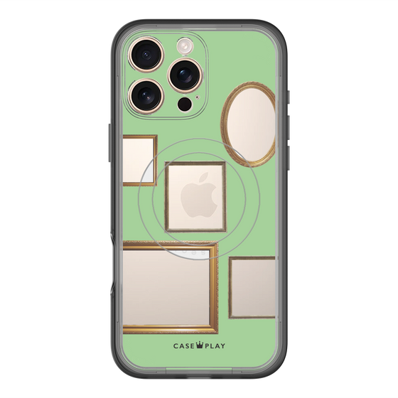 スリムプロテクションプレミアムケース with MagSafe［ Photo Frames - Light Green ］