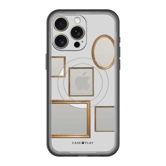 スリムプロテクションプレミアムケース with MagSafe［ Photo Frames - Light Gray ］