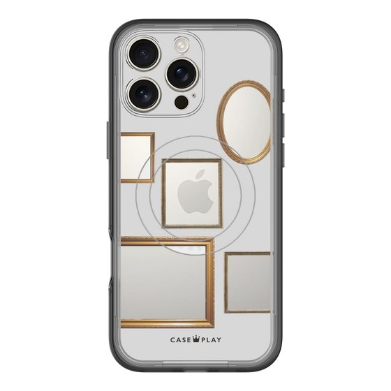 スリムプロテクションプレミアムケース with MagSafe［ Photo Frames - Light Gray ］