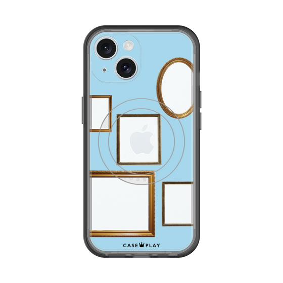 スリムプロテクションプレミアムケース with MagSafe［ Photo Frames - Light Blue ］