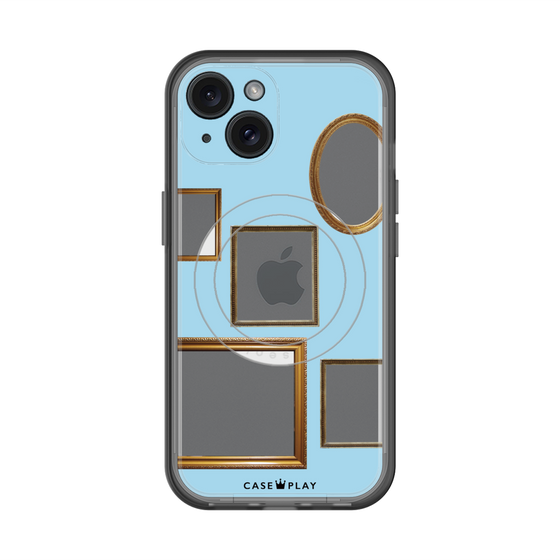 スリムプロテクションプレミアムケース with MagSafe［ Photo Frames - Light Blue ］