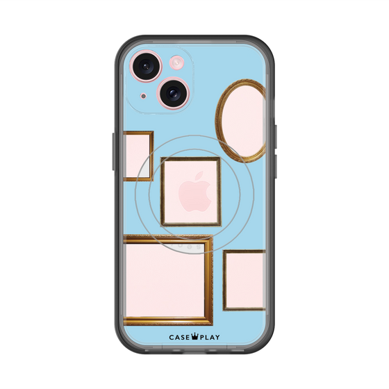 スリムプロテクションプレミアムケース with MagSafe［ Photo Frames - Light Blue ］