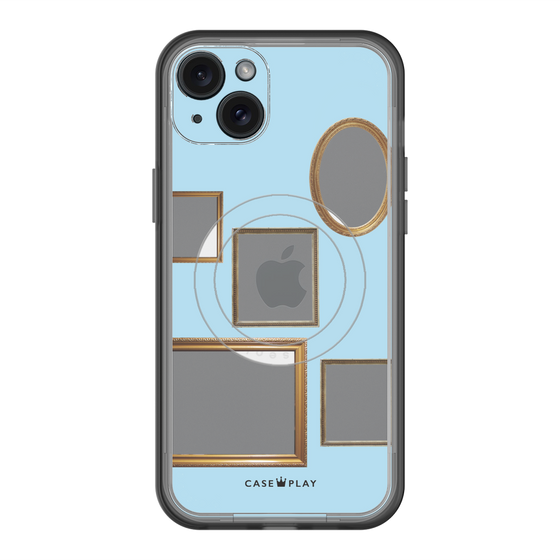 スリムプロテクションプレミアムケース with MagSafe［ Photo Frames - Light Blue ］