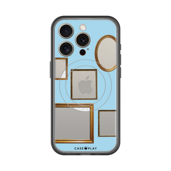 スリムプロテクションプレミアムケース with MagSafe［ Photo Frames - Light Blue ］
