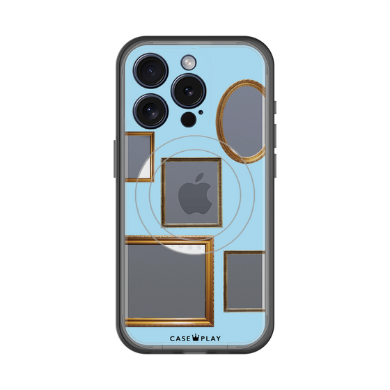 スリムプロテクションプレミアムケース with MagSafe［ Photo Frames - Light Blue ］