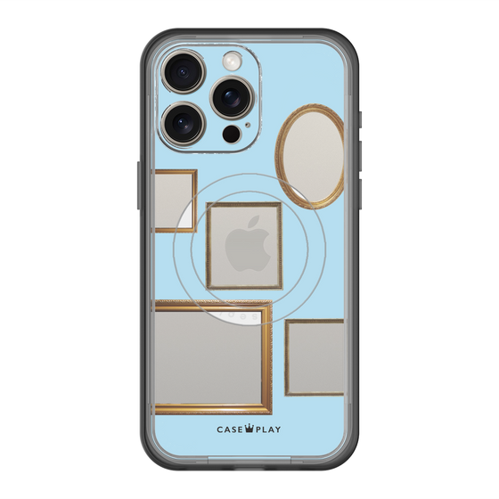 スリムプロテクションプレミアムケース with MagSafe［ Photo Frames - Light Blue ］