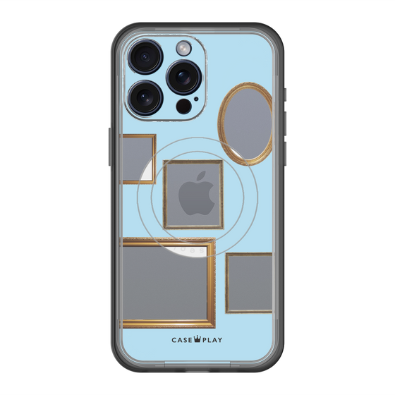スリムプロテクションプレミアムケース with MagSafe［ Photo Frames - Light Blue ］