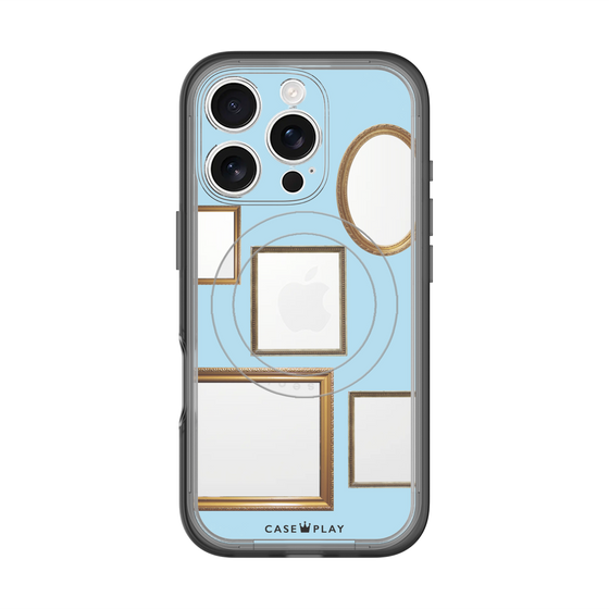 スリムプロテクションプレミアムケース with MagSafe［ Photo Frames - Light Blue ］