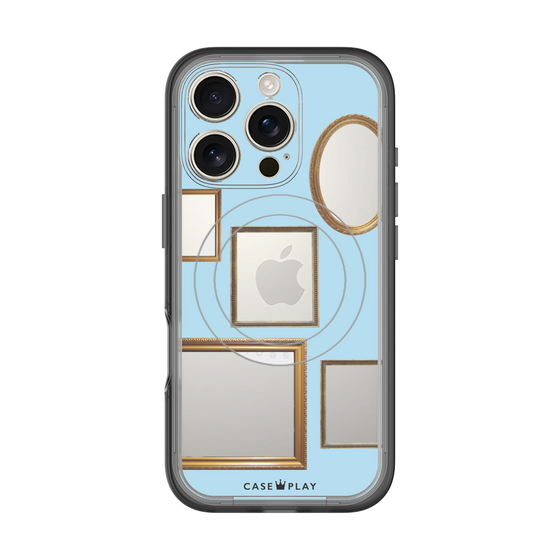 スリムプロテクションプレミアムケース with MagSafe［ Photo Frames - Light Blue ］