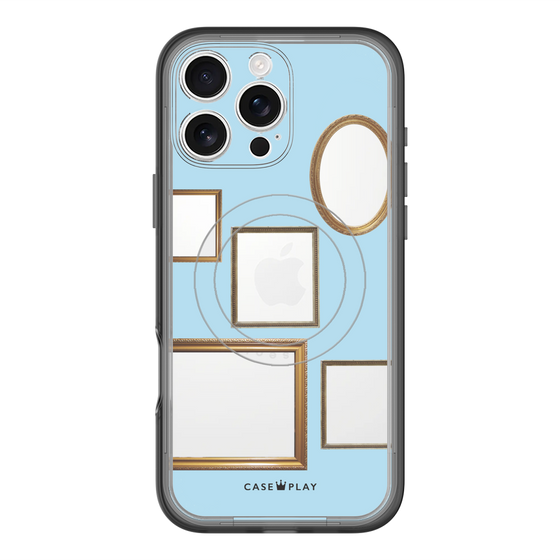 スリムプロテクションプレミアムケース with MagSafe［ Photo Frames - Light Blue ］