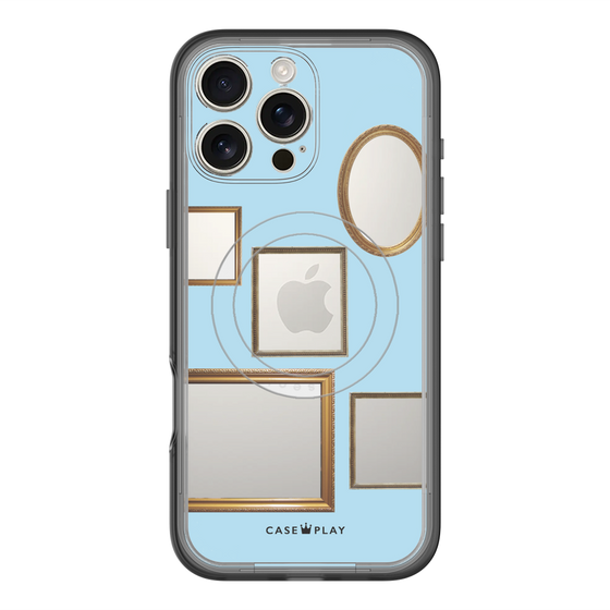 スリムプロテクションプレミアムケース with MagSafe［ Photo Frames - Light Blue ］