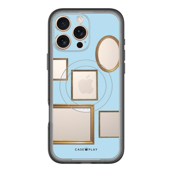 スリムプロテクションプレミアムケース with MagSafe［ Photo Frames - Light Blue ］