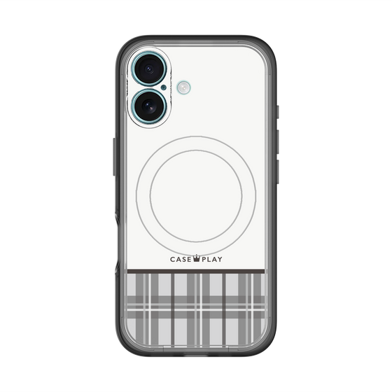 スリムプロテクションプレミアムケース with MagSafe［ CASEPLAY Tartan Check - Gray ］