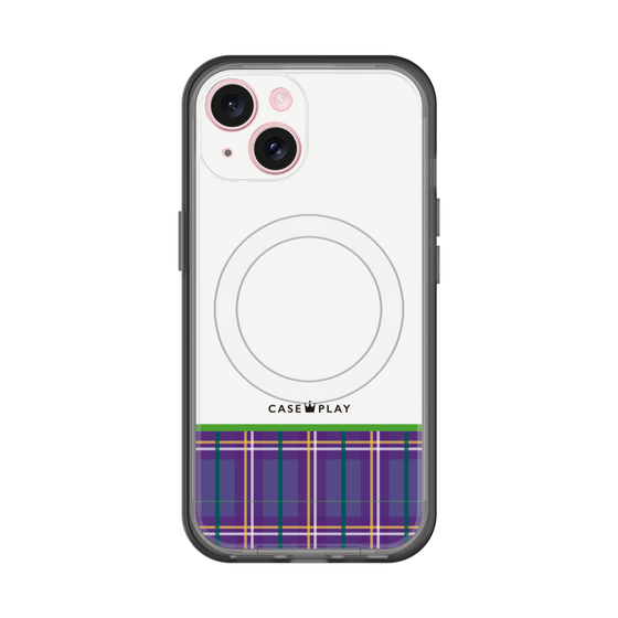 スリムプロテクションプレミアムケース with MagSafe［ CASEPLAY Tartan Check - Purple ］