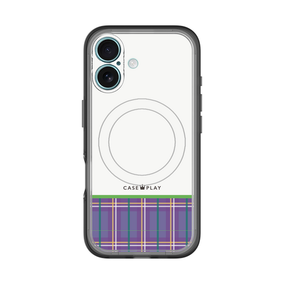スリムプロテクションプレミアムケース with MagSafe［ CASEPLAY Tartan Check - Purple ］
