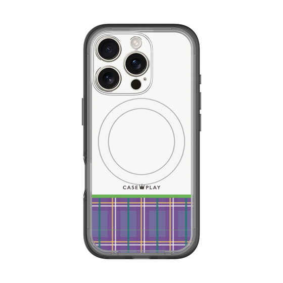 スリムプロテクションプレミアムケース with MagSafe［ CASEPLAY Tartan Check - Purple ］